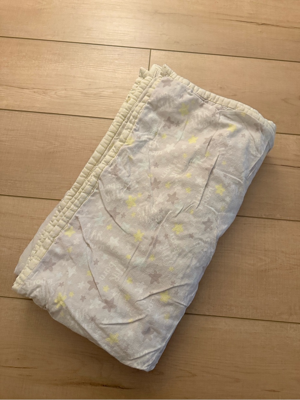 Homemade Large Warm Baby Toddler Blanket Gray Yellow Stars Double Sided
